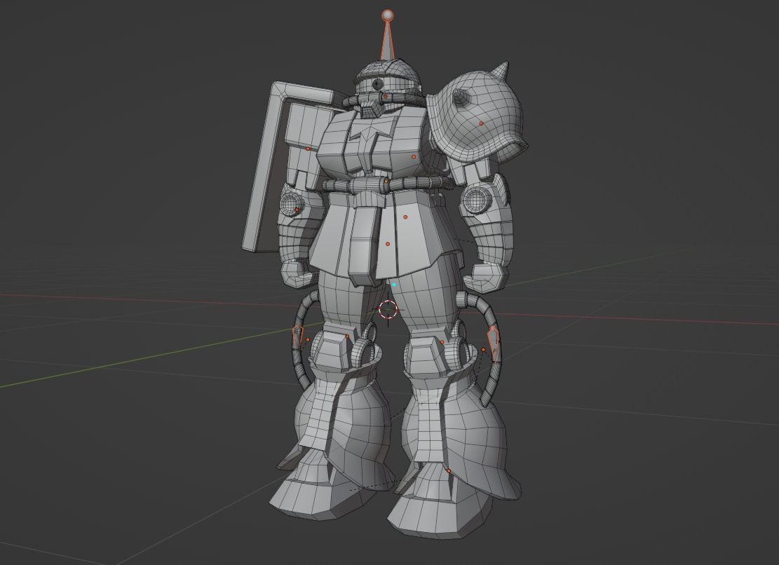 MS-06 Zaku II with rig Low-poly 3D model_5
