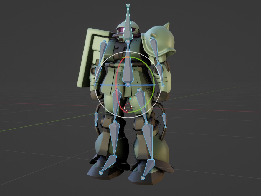 MS-06 Zaku II with rig Low-poly 3D model_6