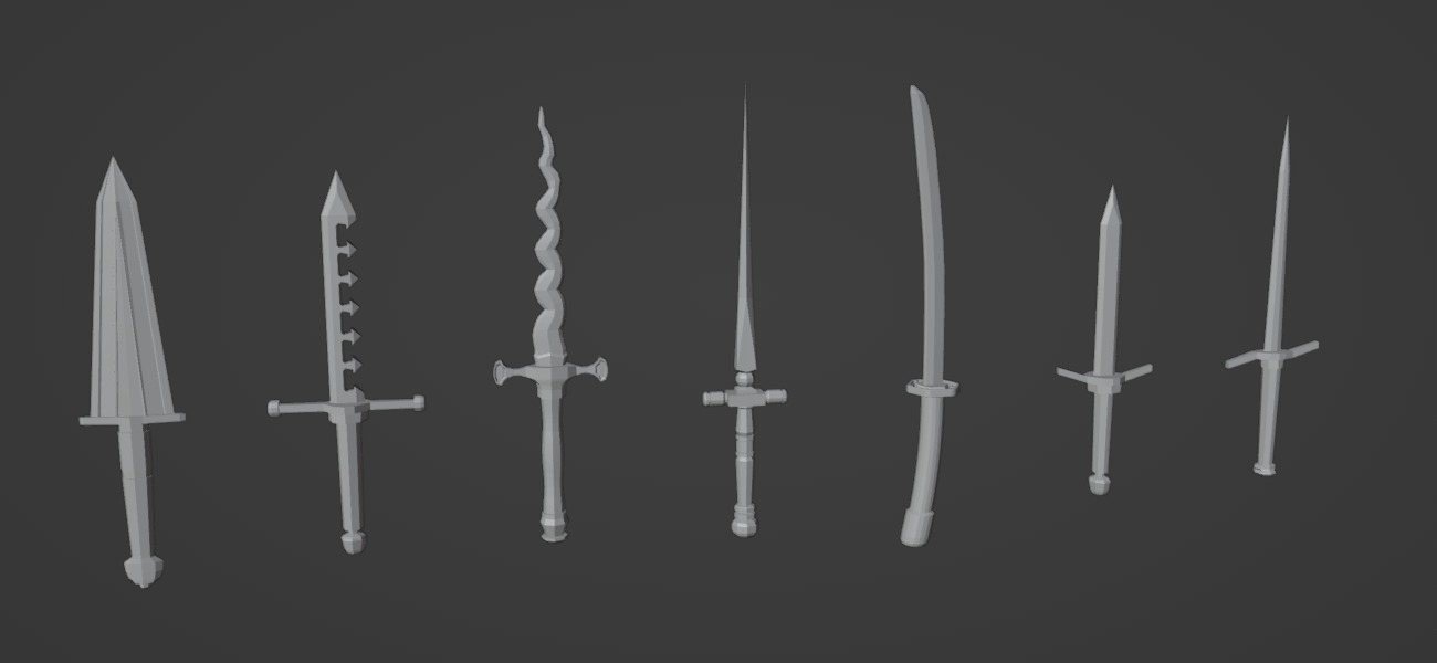 7 Low-poly Medieval Fantasy Daggers For Games Low-poly 3D model Low-poly 3D model_6
