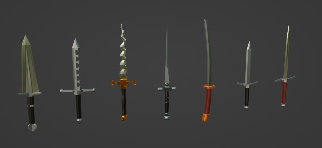 7 Low-poly Medieval Fantasy Daggers For Games Low-poly 3D model Low-poly 3D model_5