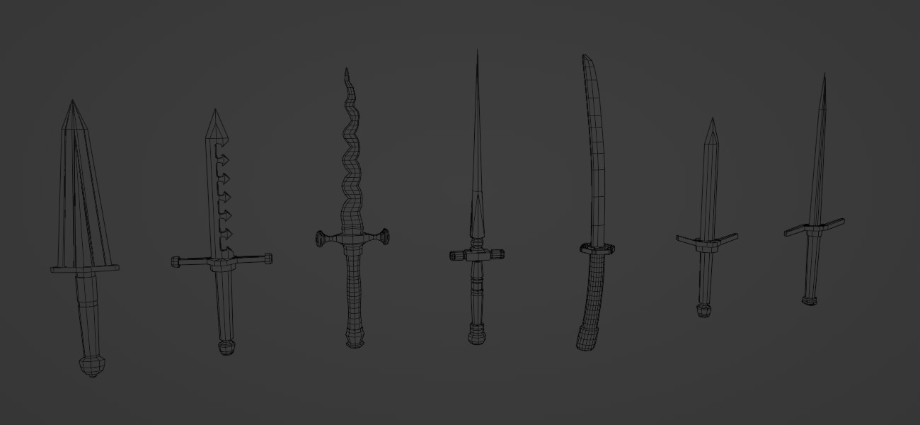 7 Low-poly Medieval Fantasy Daggers For Games Low-poly 3D model Low-poly 3D model_7