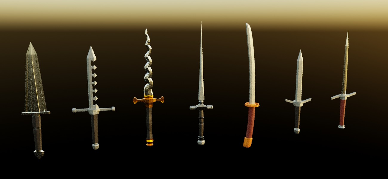 7 Low-poly Medieval Fantasy Daggers For Games Low-poly 3D model Low-poly 3D model_1