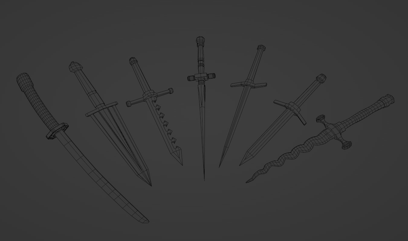 7 Low-poly Medieval Fantasy Daggers For Games Low-poly 3D model Low-poly 3D model_4