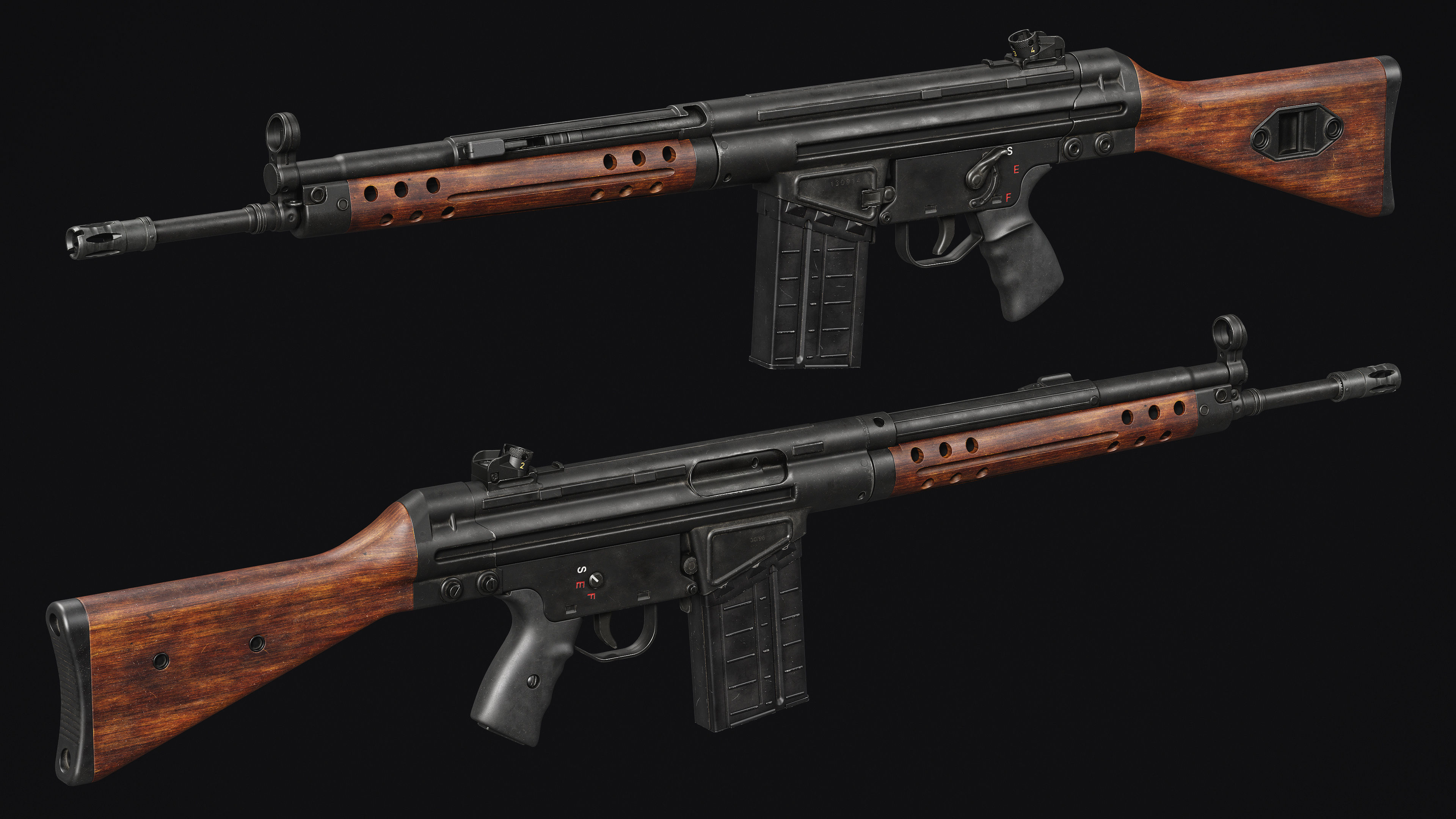 G3-AK4 Rifle Low-poly 3D model_3