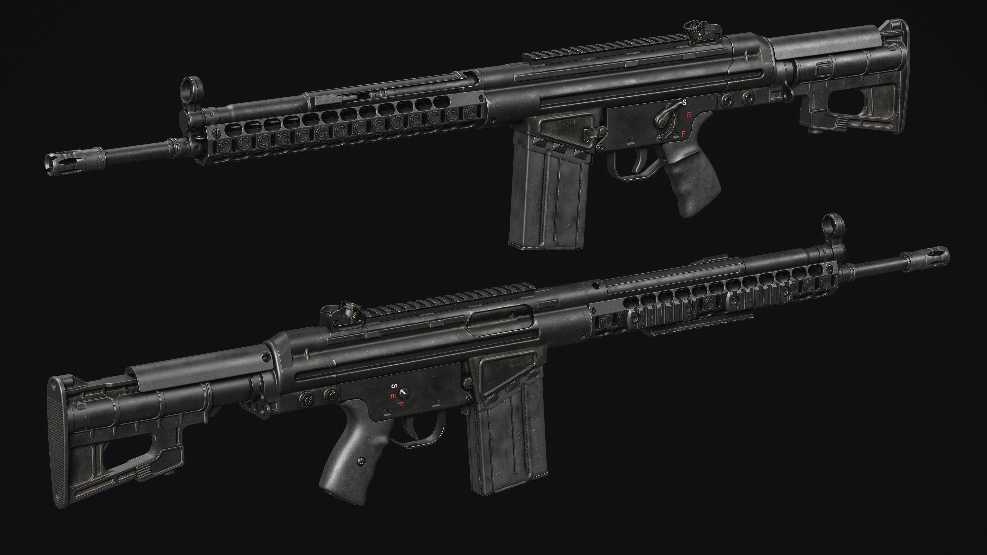 G3-AK4 Rifle Low-poly 3D model_4