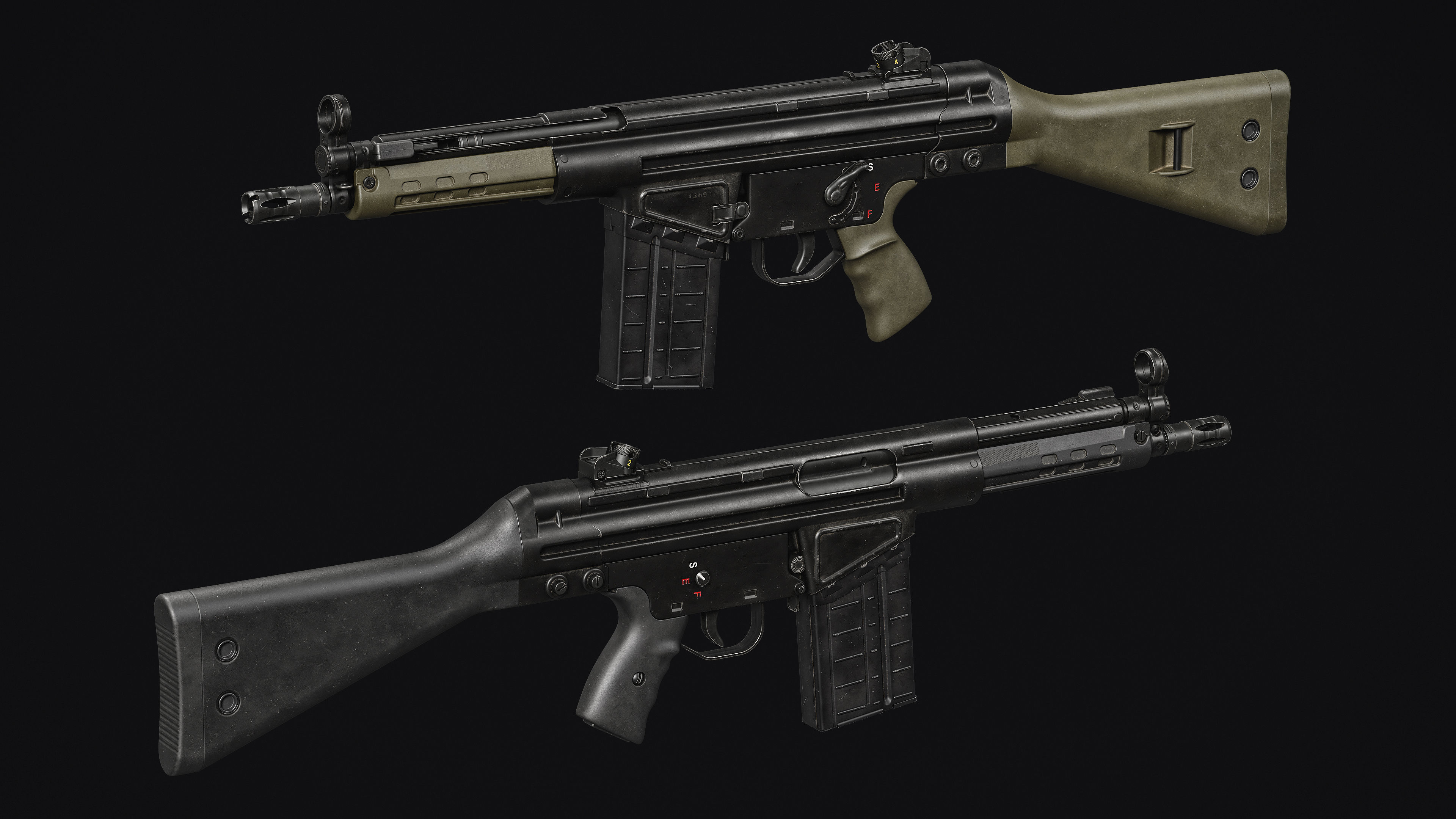 G3-AK4 Rifle Low-poly 3D model_16