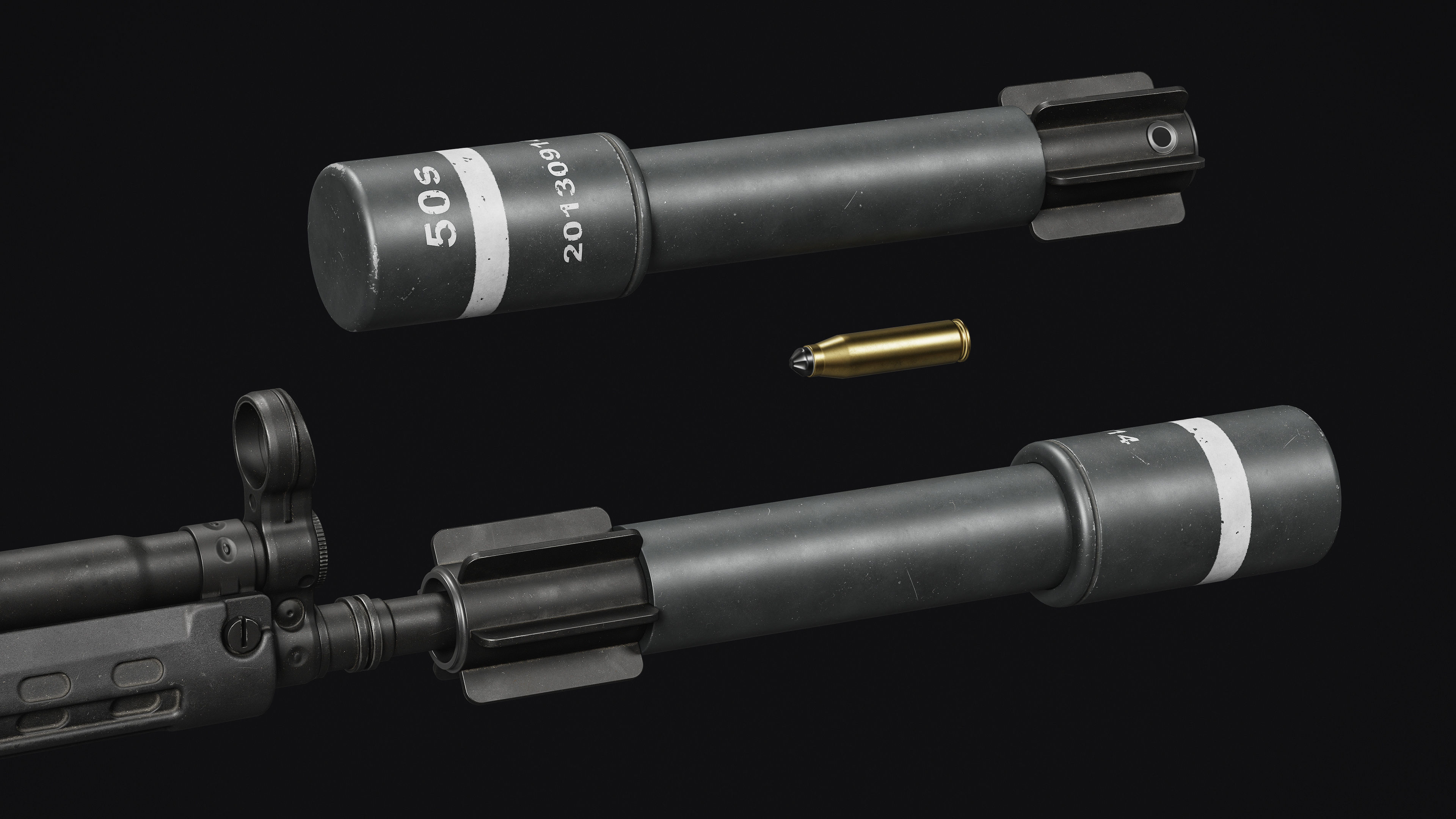 G3-AK4 Rifle Low-poly 3D model_15