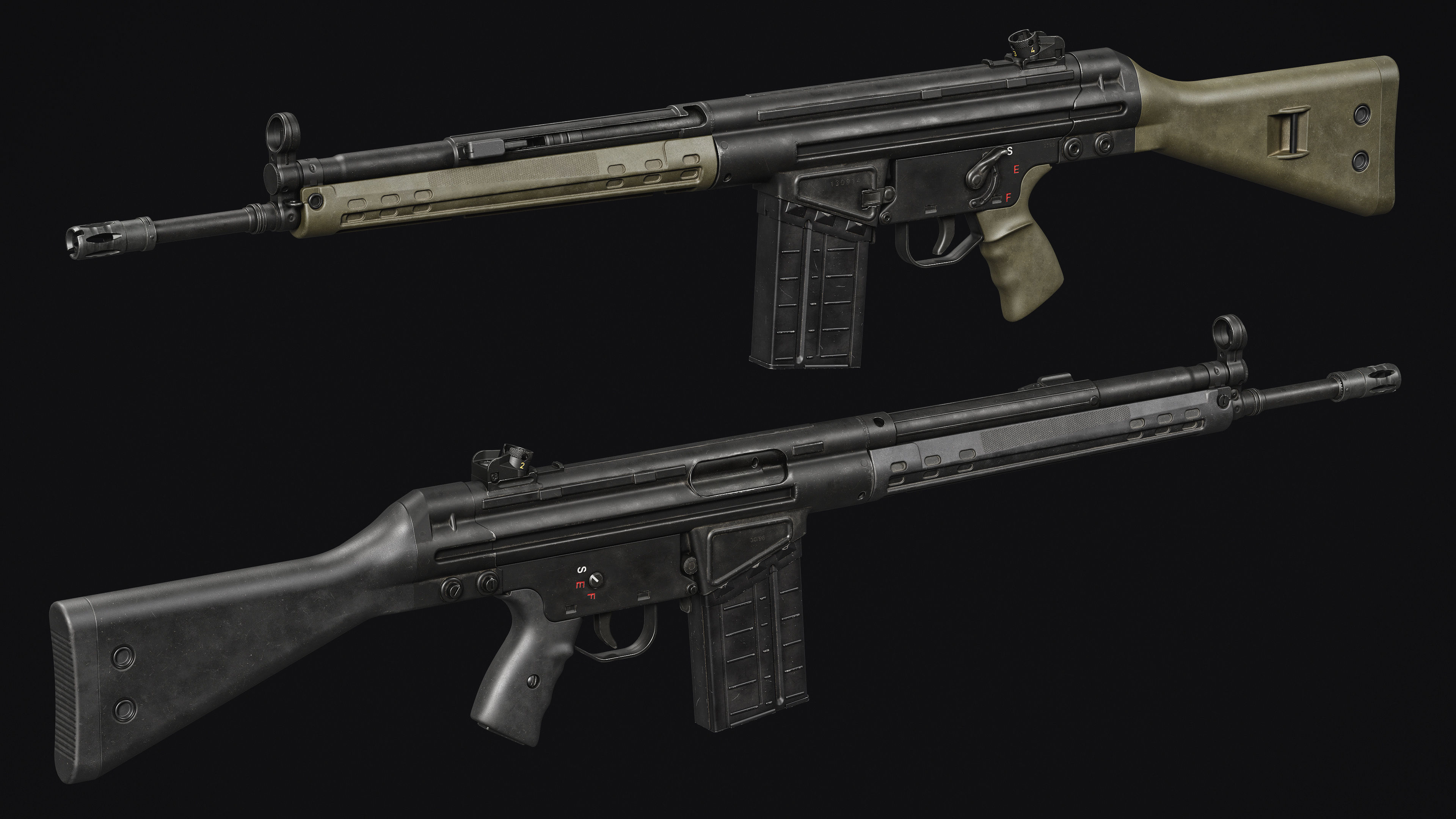 G3-AK4 Rifle Low-poly 3D model_1