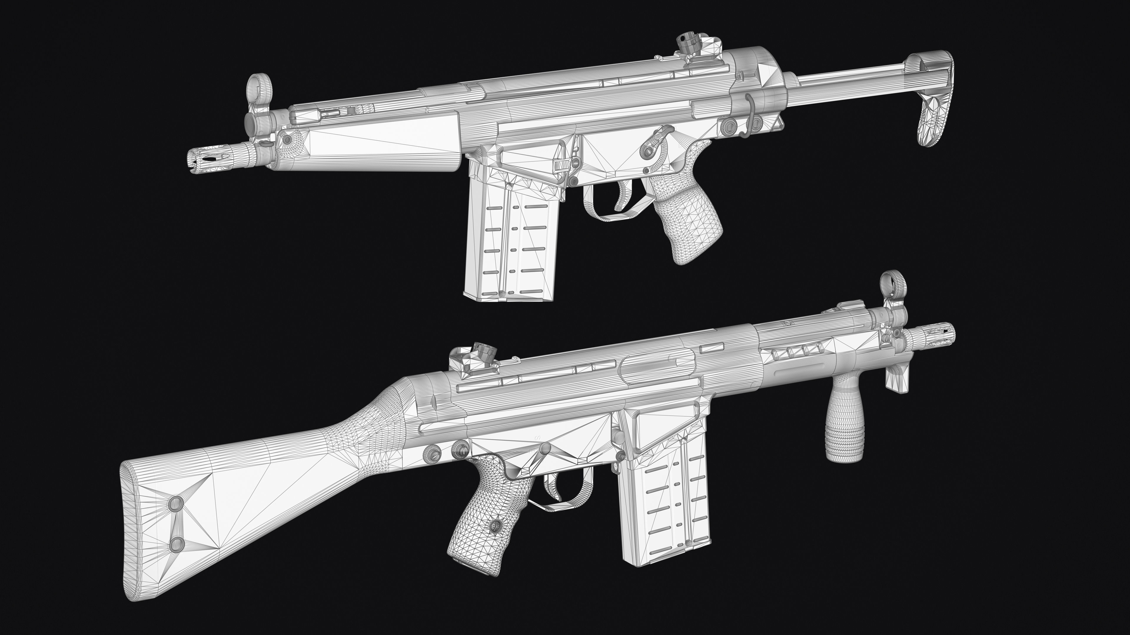 G3-AK4 Rifle Low-poly 3D model_22