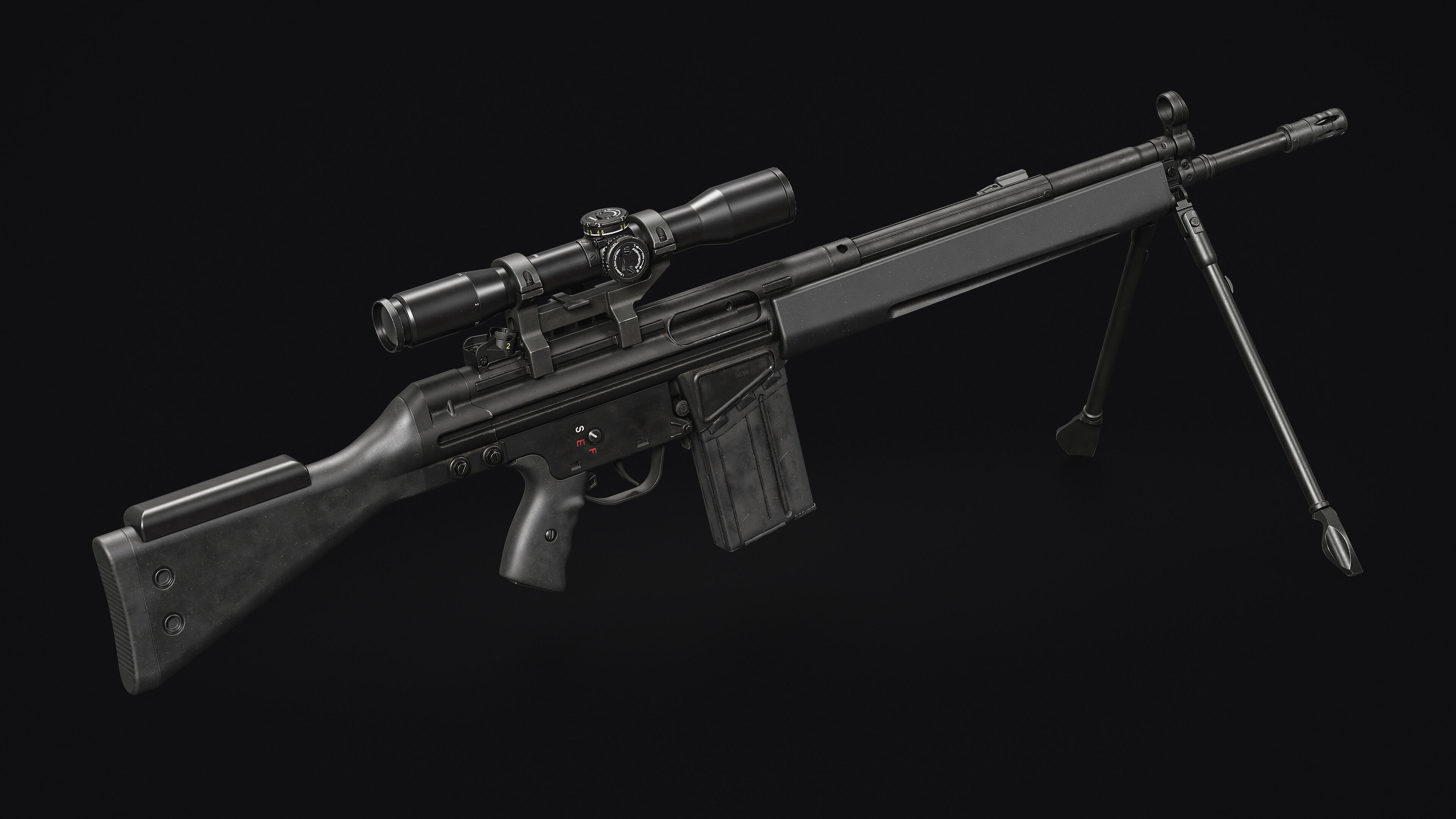 G3-AK4 Rifle Low-poly 3D model_9