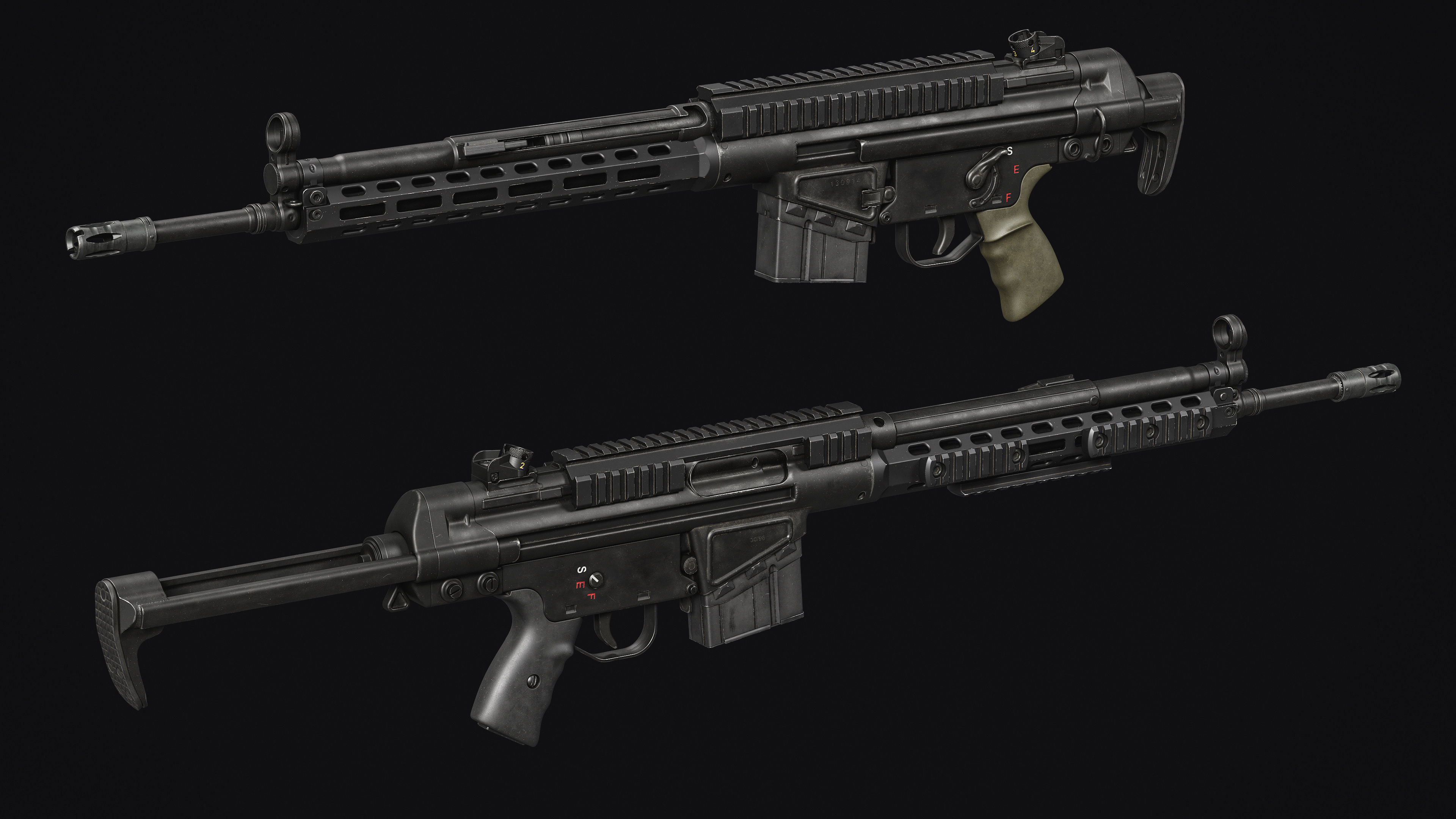 G3-AK4 Rifle Low-poly 3D model_5