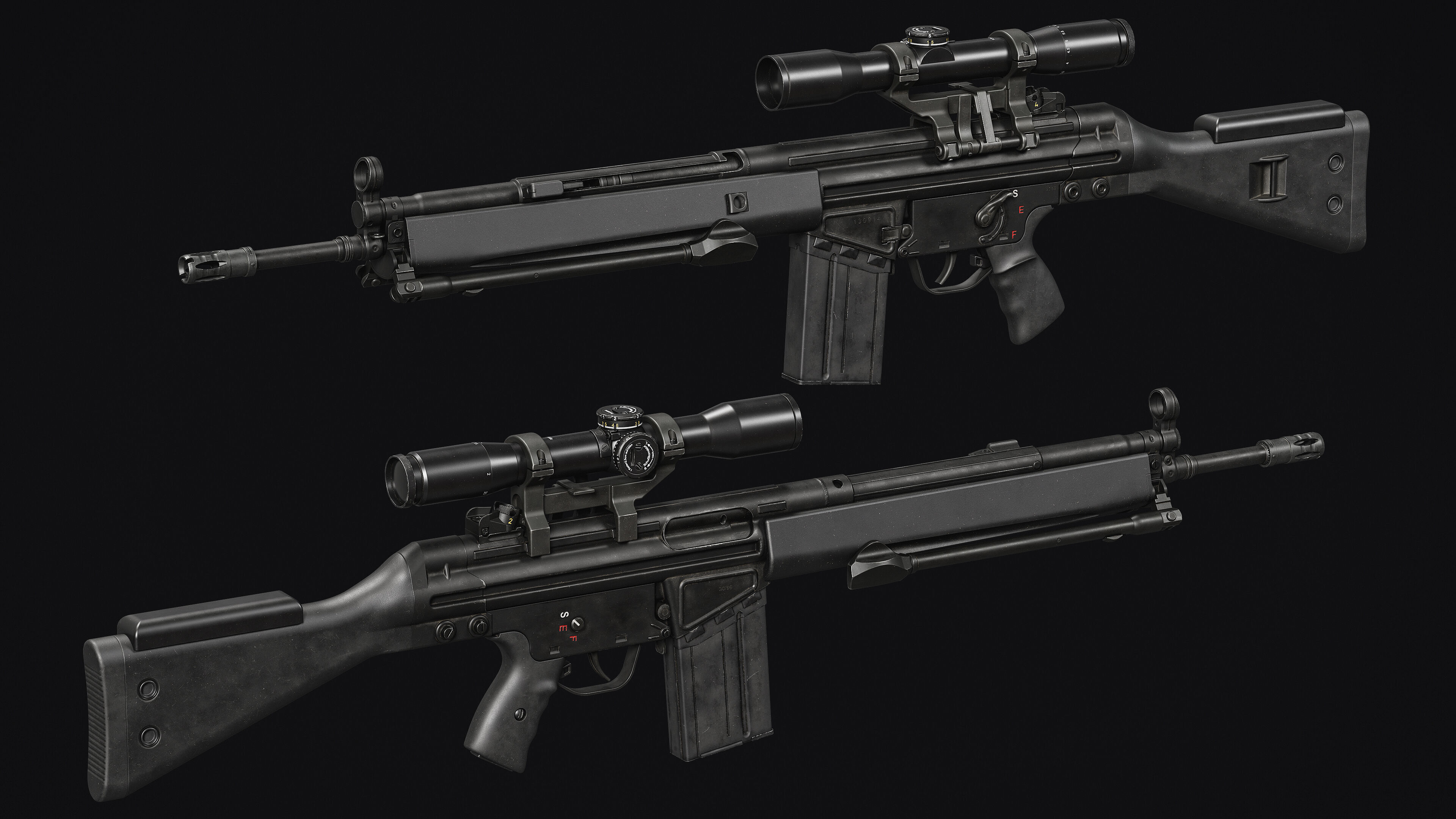 G3-AK4 Rifle Low-poly 3D model_8