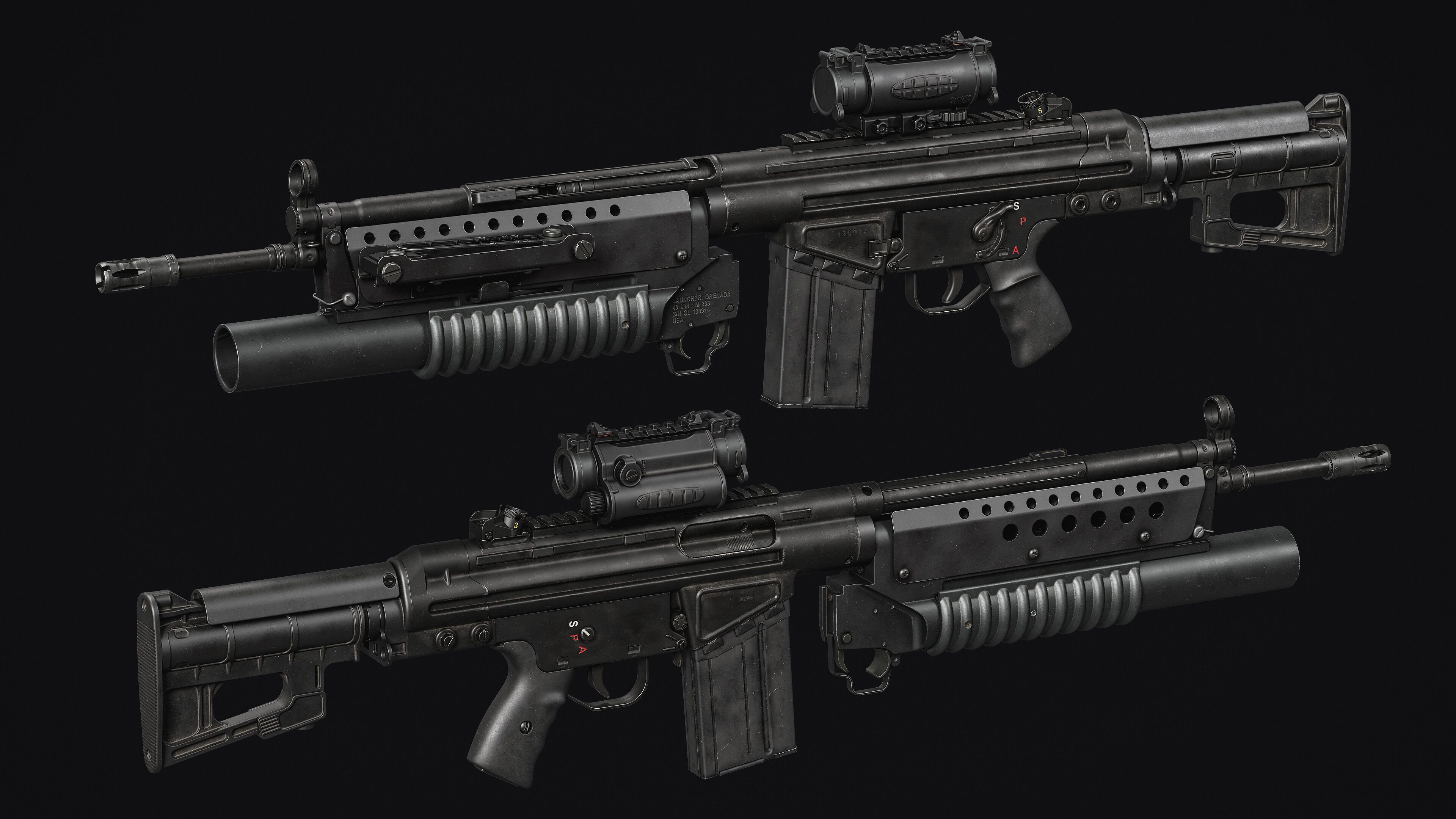 G3-AK4 Rifle Low-poly 3D model_10