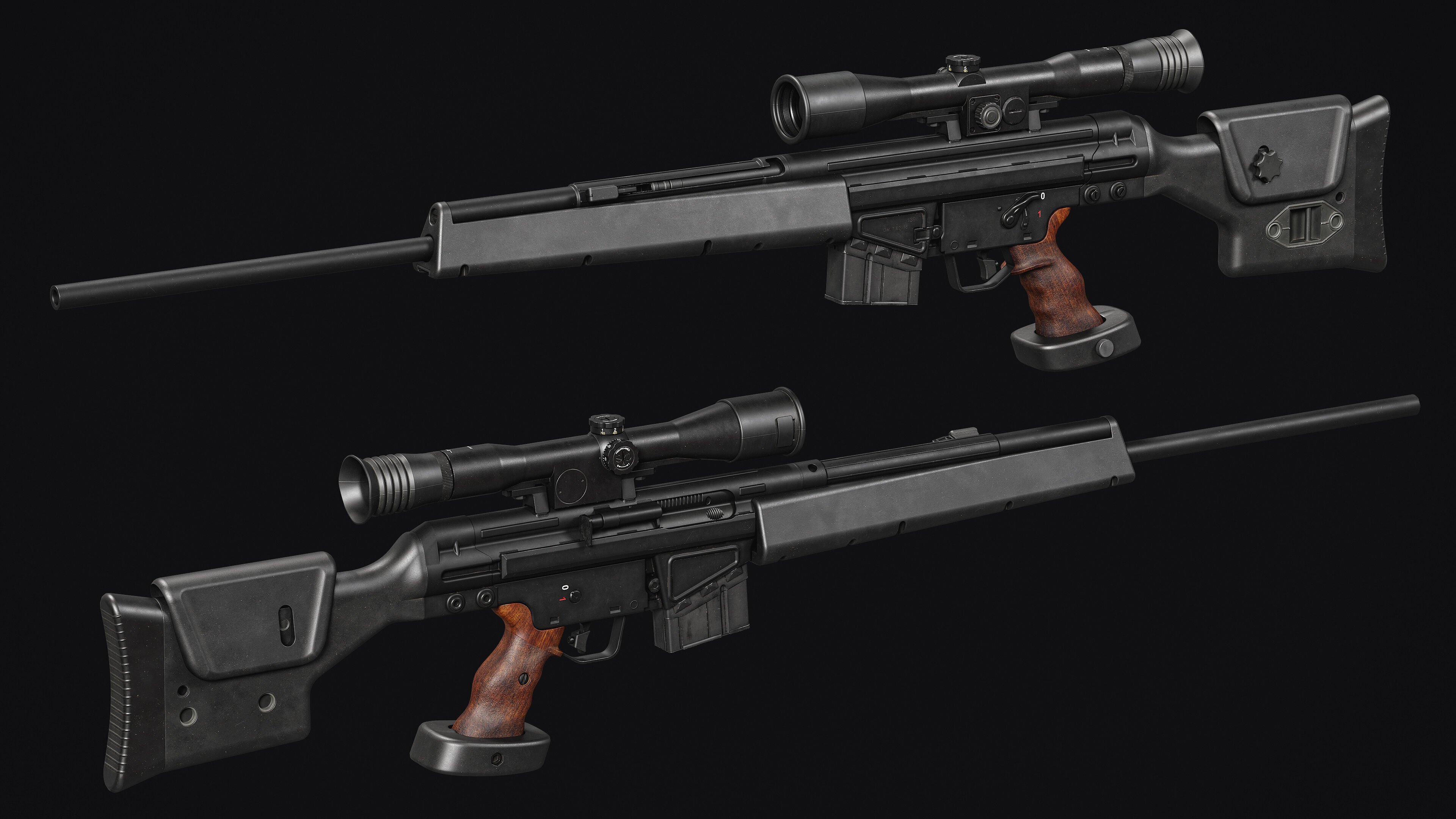 G3-AK4 Rifle Low-poly 3D model_7