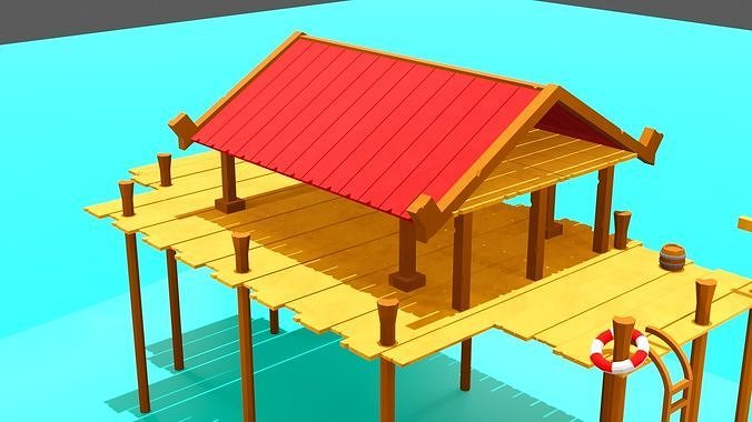 Harbour Stylized low poly Low-poly 3D model