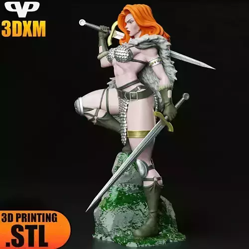 Red Sonja STL for 3D Printing ChibiSTL 3DXM