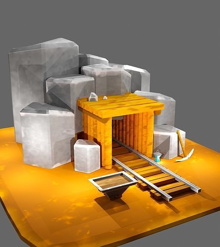 Coal Stylized low poly Low-poly 3D model