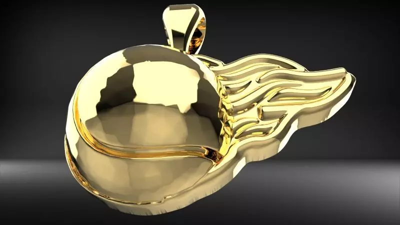3D Flaming Tennis Ball Hollow Pendant Charm Necklace Jewelry 3D print model