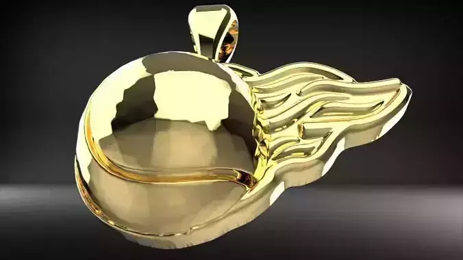 3D Flaming Tennis Ball Hollow Pendant Charm Necklace Jewelry 