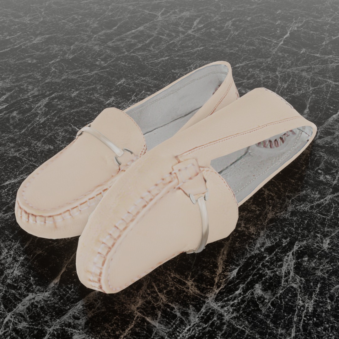 Buckled Womens 3D Shoes - Beige 3D model_1