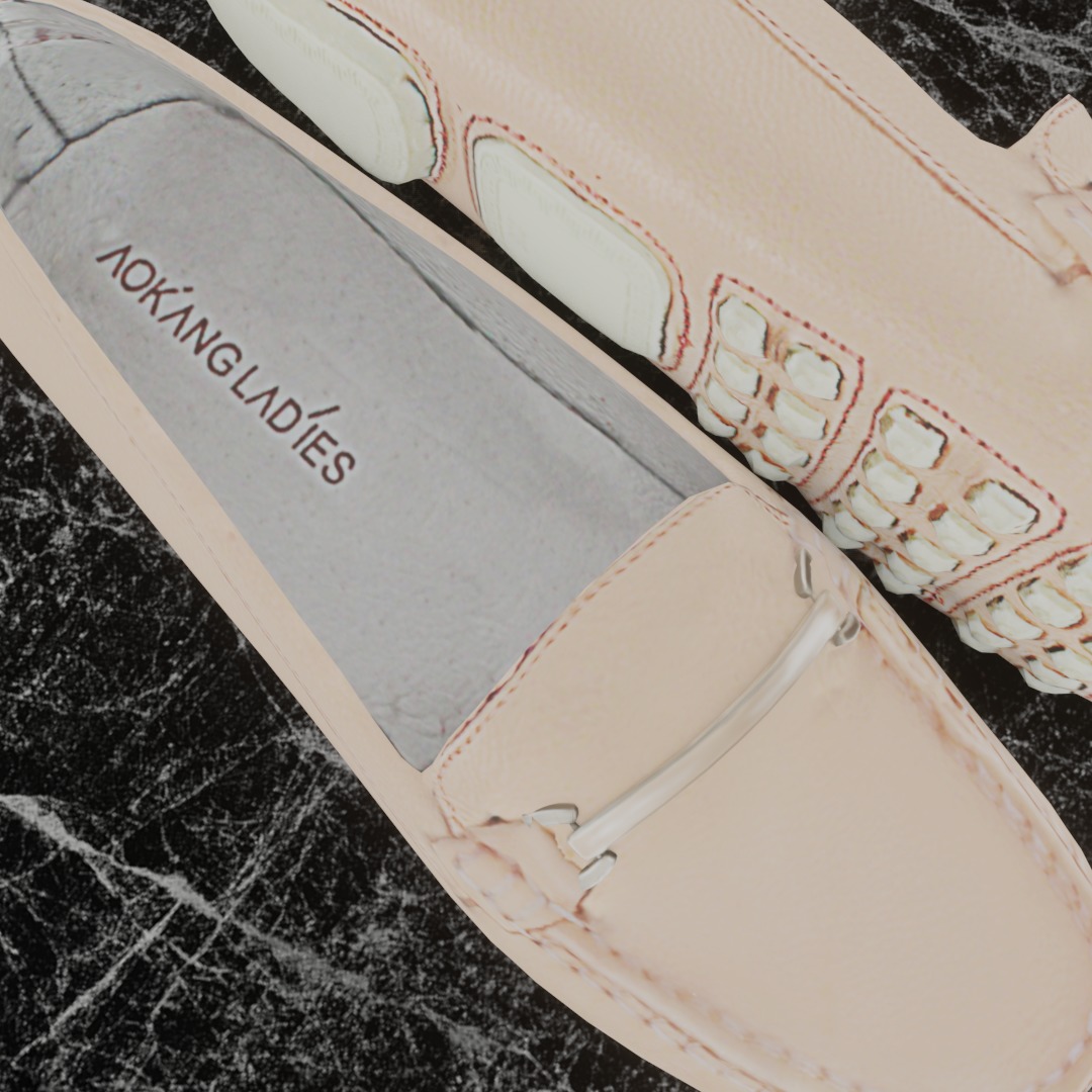 Buckled Womens 3D Shoes - Beige 3D model_10