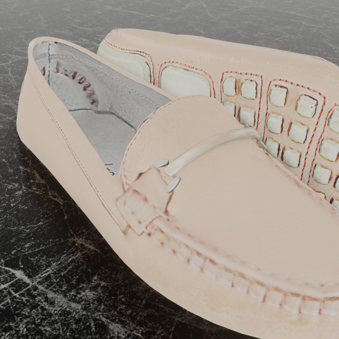 Buckled Womens 3D Shoes - Beige 3D model_9