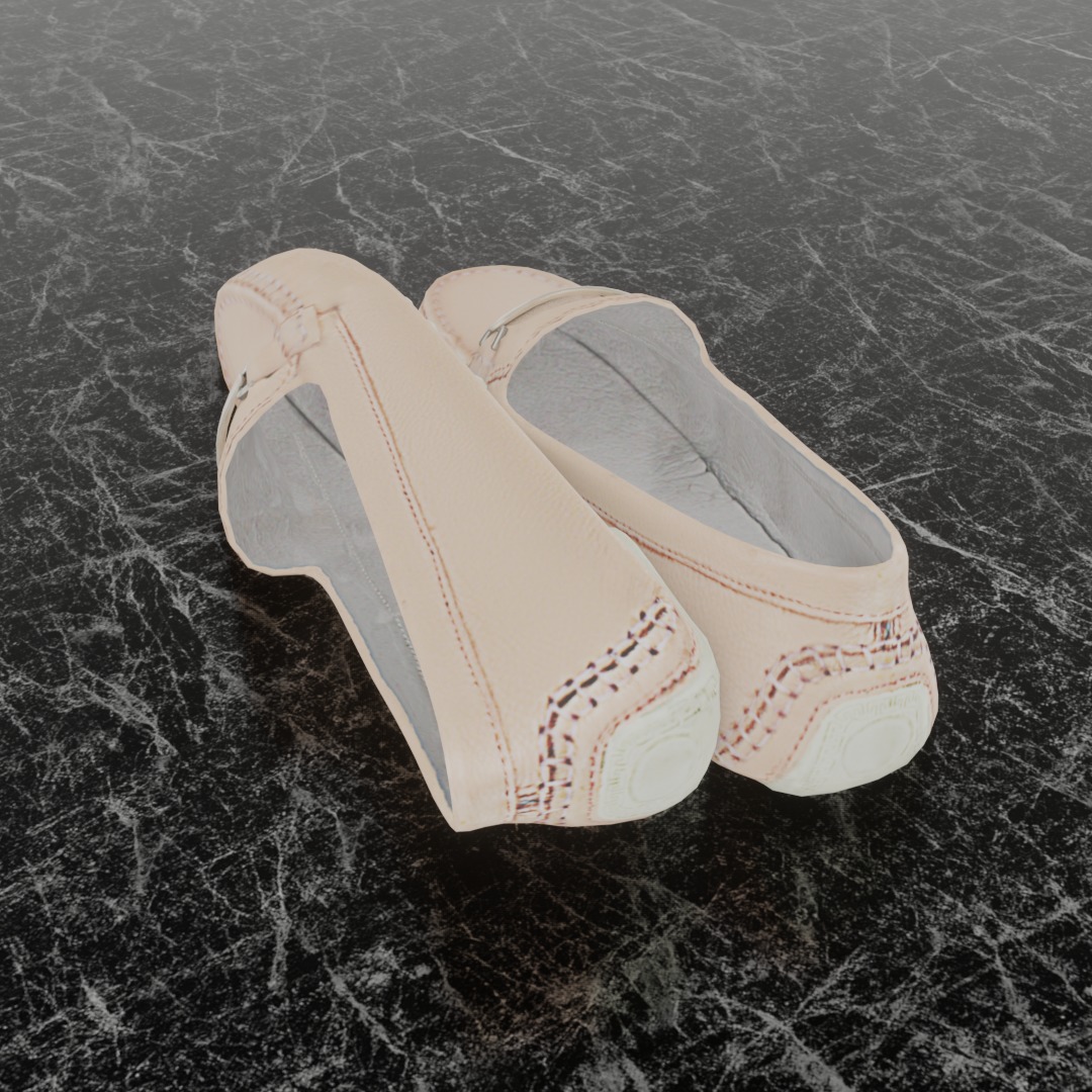 Buckled Womens 3D Shoes - Beige 3D model_6
