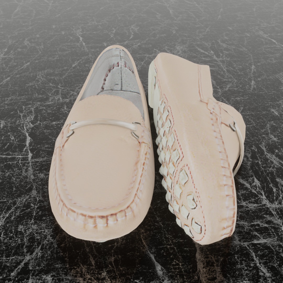 Buckled Womens 3D Shoes - Beige 3D model_3