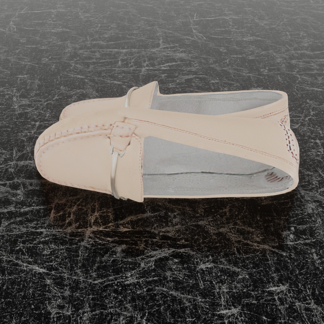 Buckled Womens 3D Shoes - Beige 3D model_7