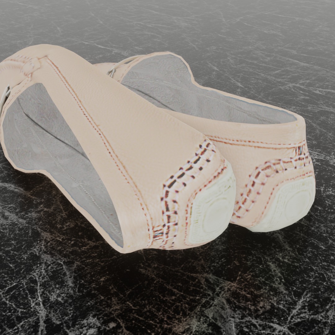 Buckled Womens 3D Shoes - Beige 3D model_8