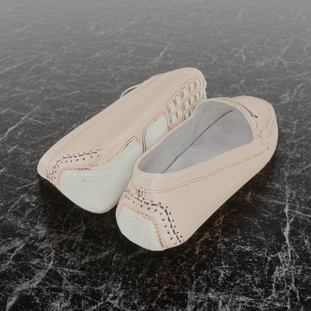 Buckled Womens 3D Shoes - Beige 3D model_5