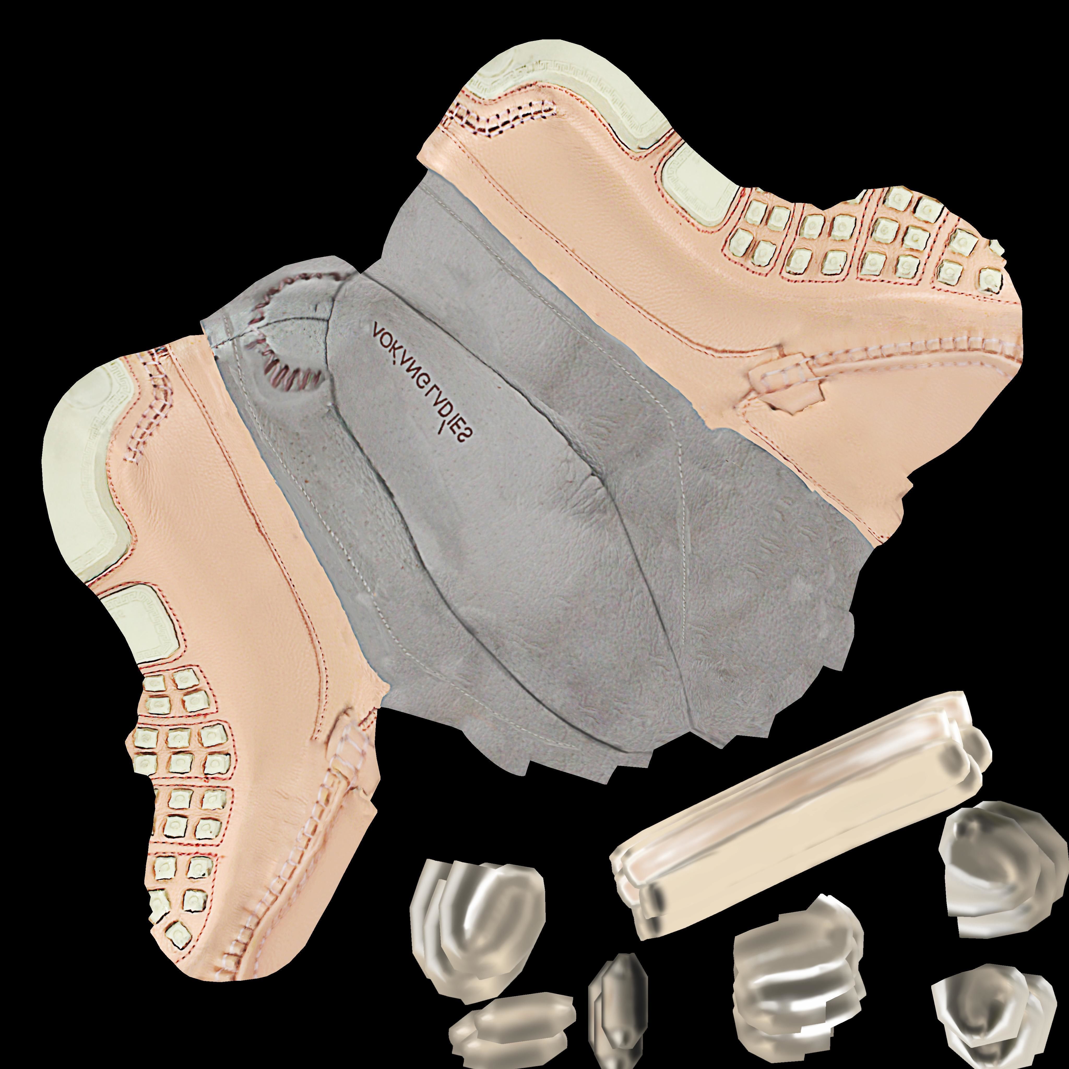 Buckled Womens 3D Shoes - Beige 3D model_13