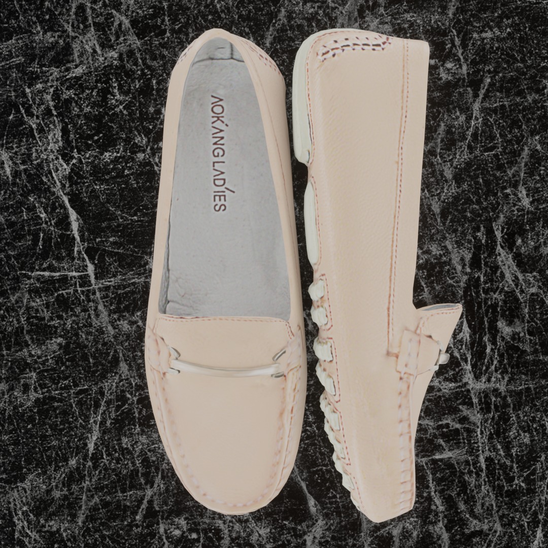 Buckled Womens 3D Shoes - Beige 3D model_2