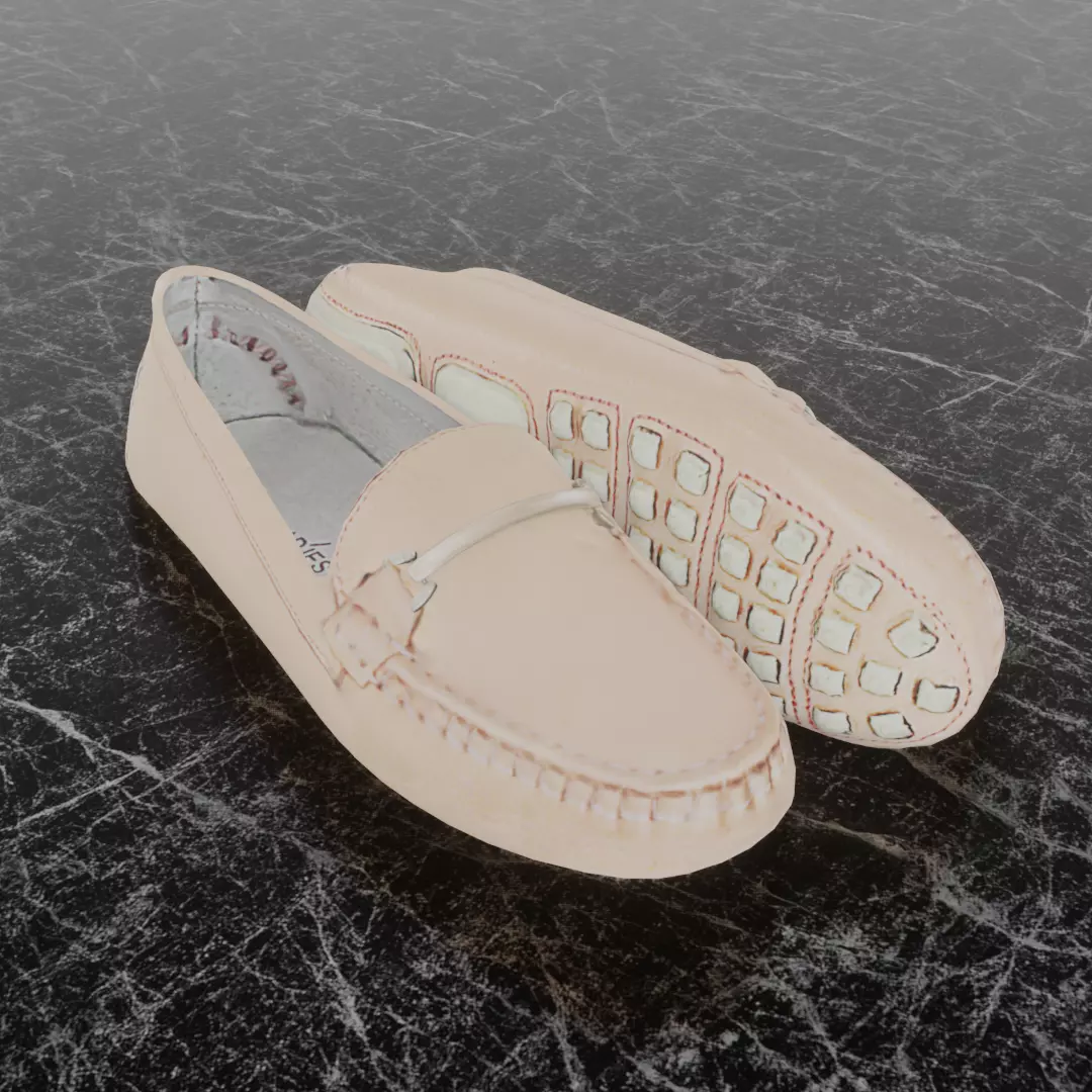 Buckled Womens 3D Shoes - Beige 3D model_0