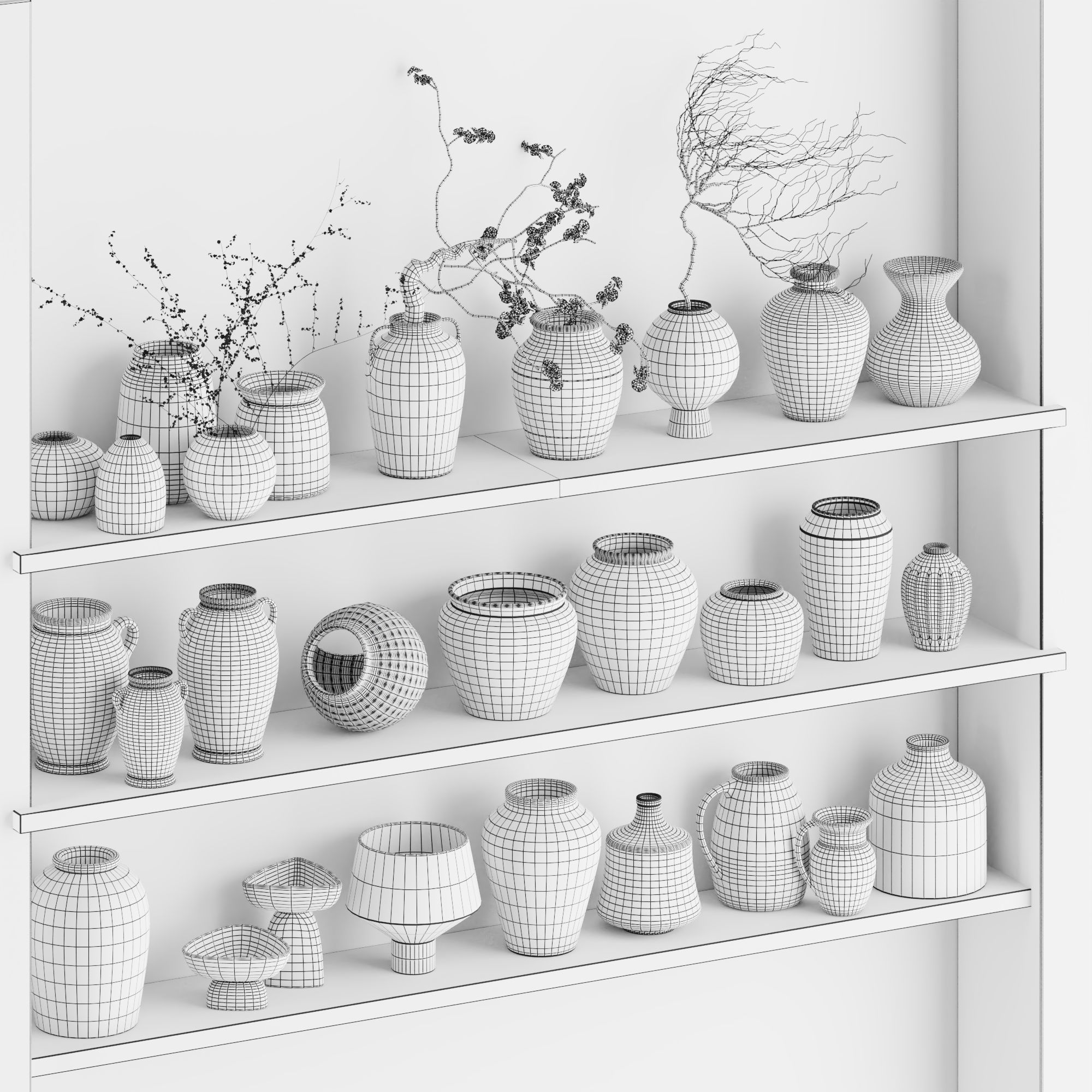 Set of decorative vases 001 3D model_3