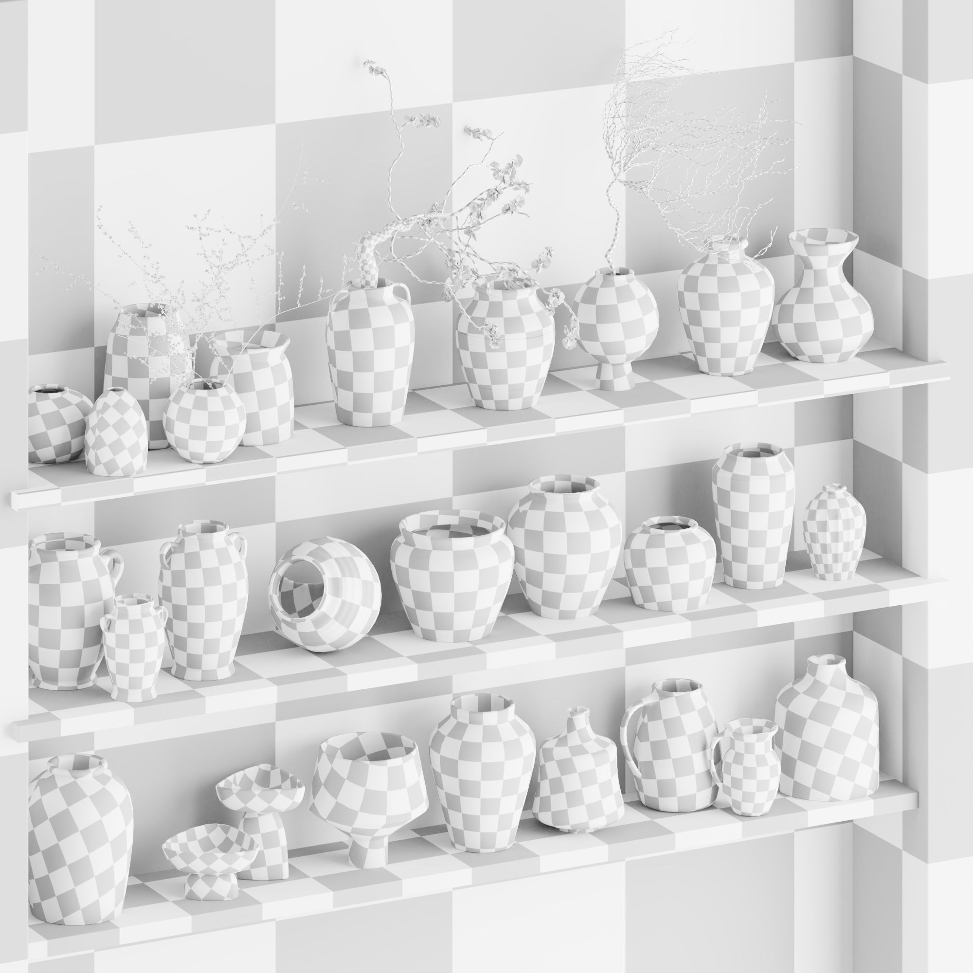 Set of decorative vases 001 3D model_4