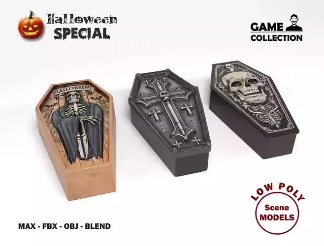 Halloween Coffins Low-poly 3D model