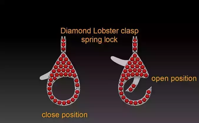 Diamond Lobster clasp spring lock 3D print model