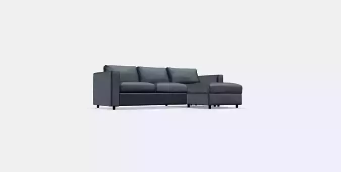 VIMLE Cover 3-seat sofa w chaise longue 3 Low-poly 3D model