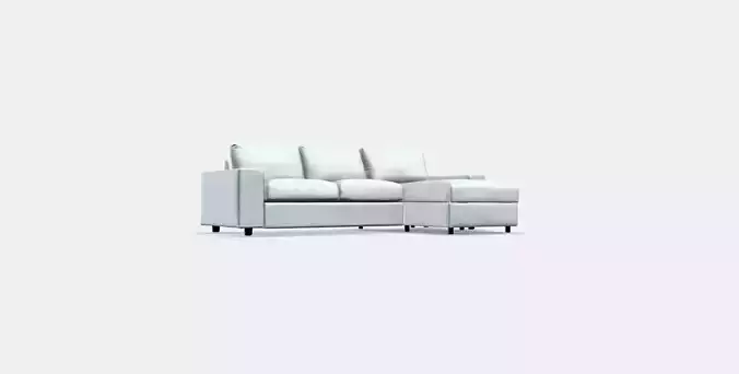 VIMLE Cover 3-seat sofa w chaise longue 4 Low-poly 3D model