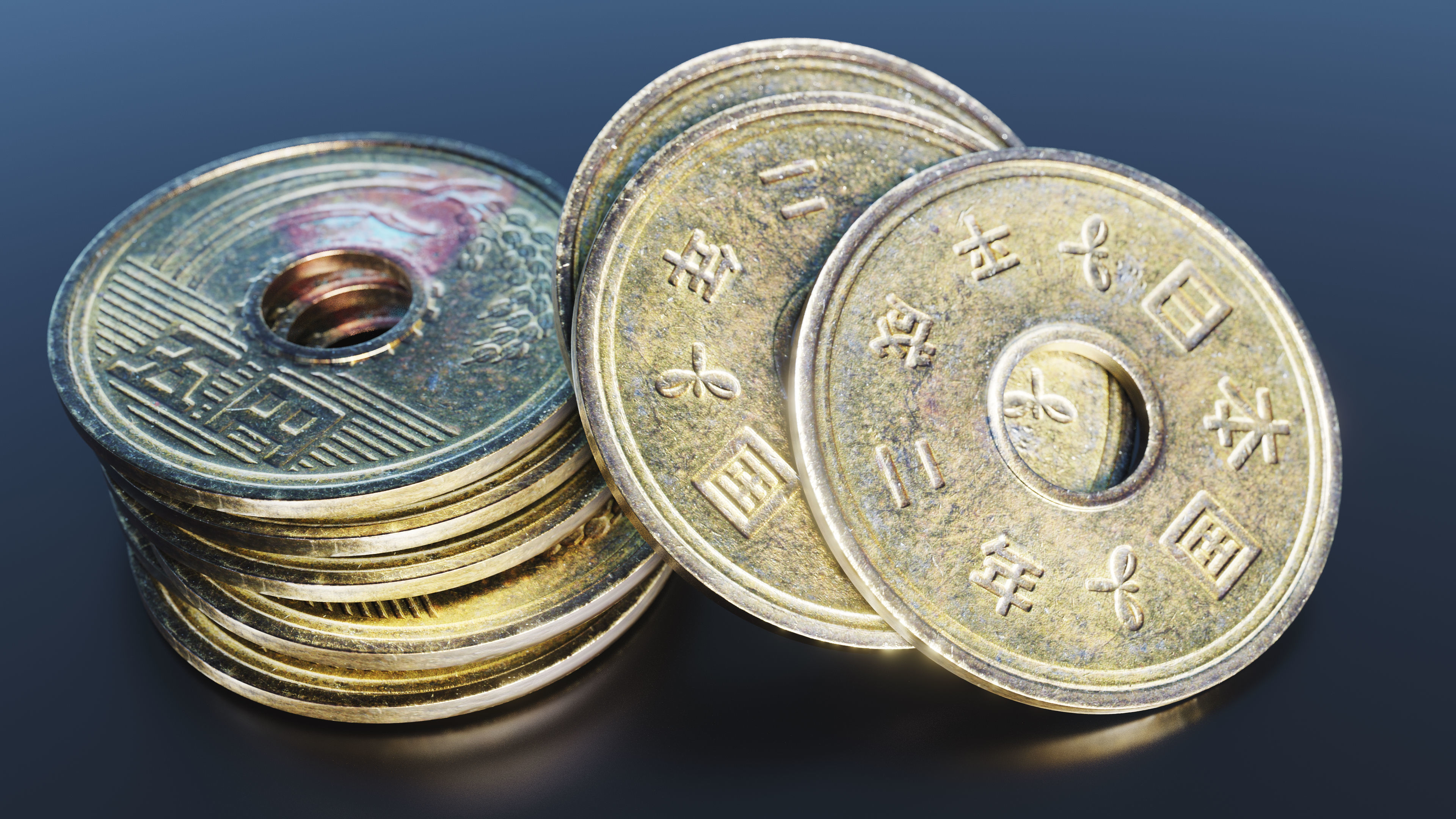Japanese Yen Coin Low-poly 3D model_1