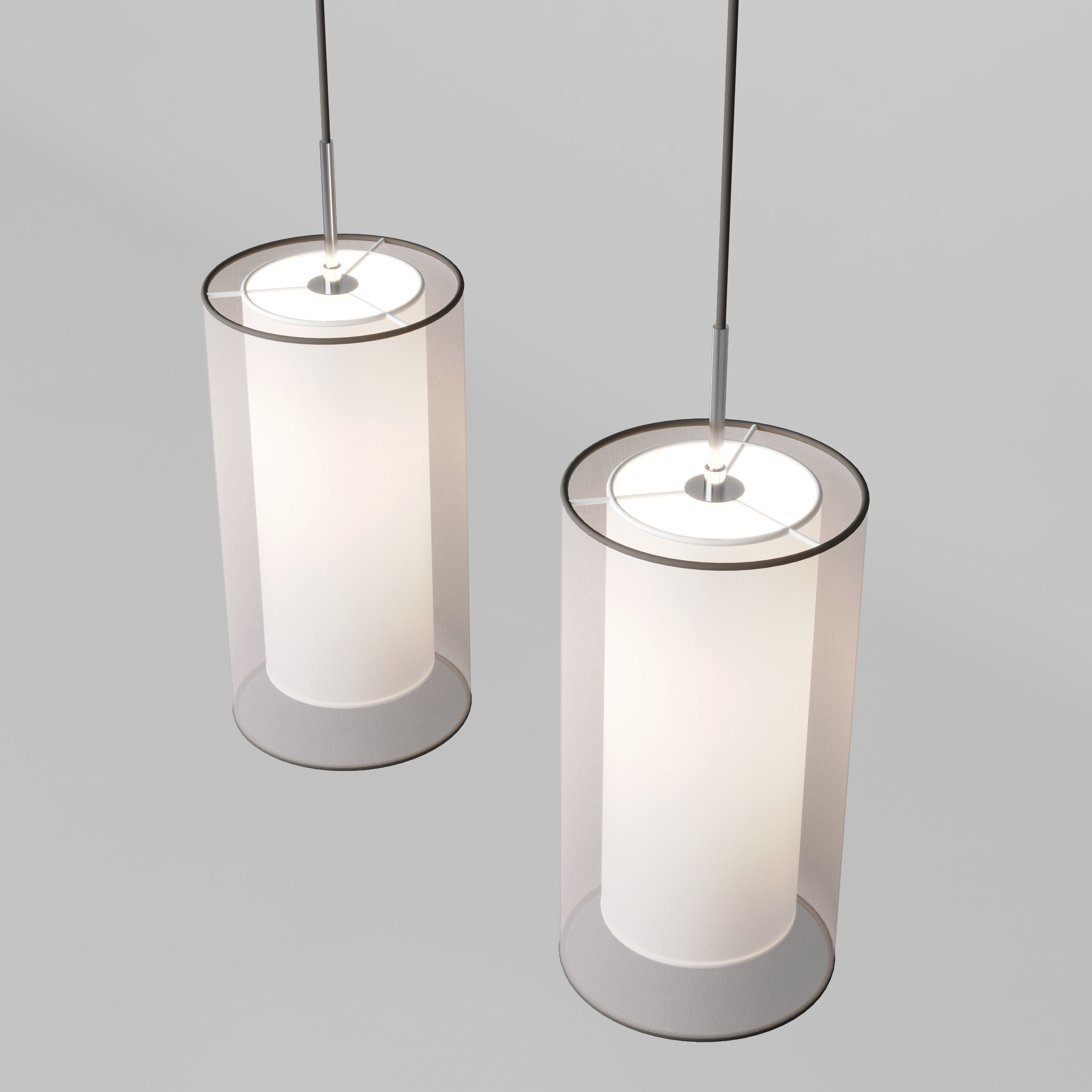 Faro Barcelona SABA Matt nickel pendant lamp 1L 3D model_1