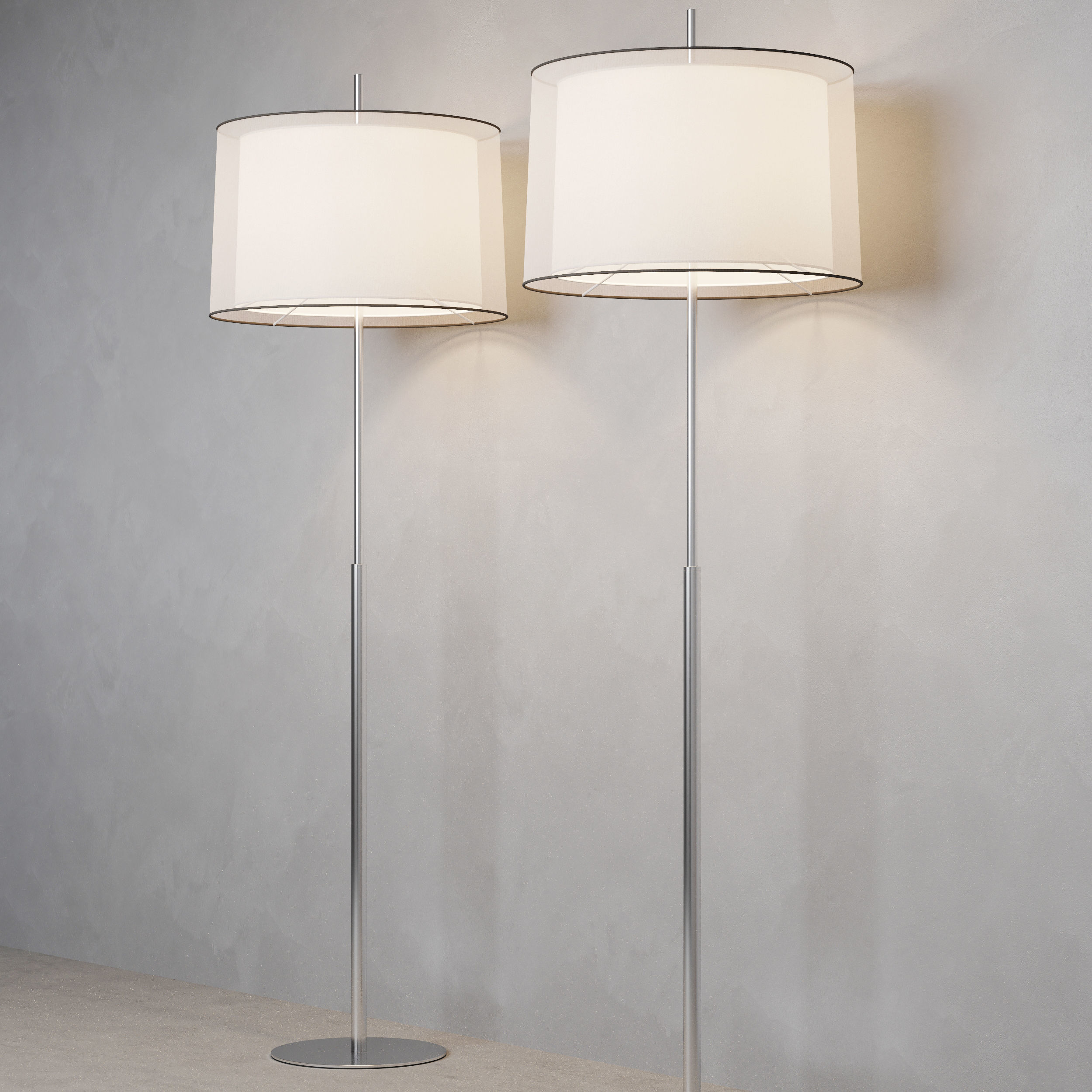 Faro Barcelona SABA Matt nickel floor lamp 3D model_5