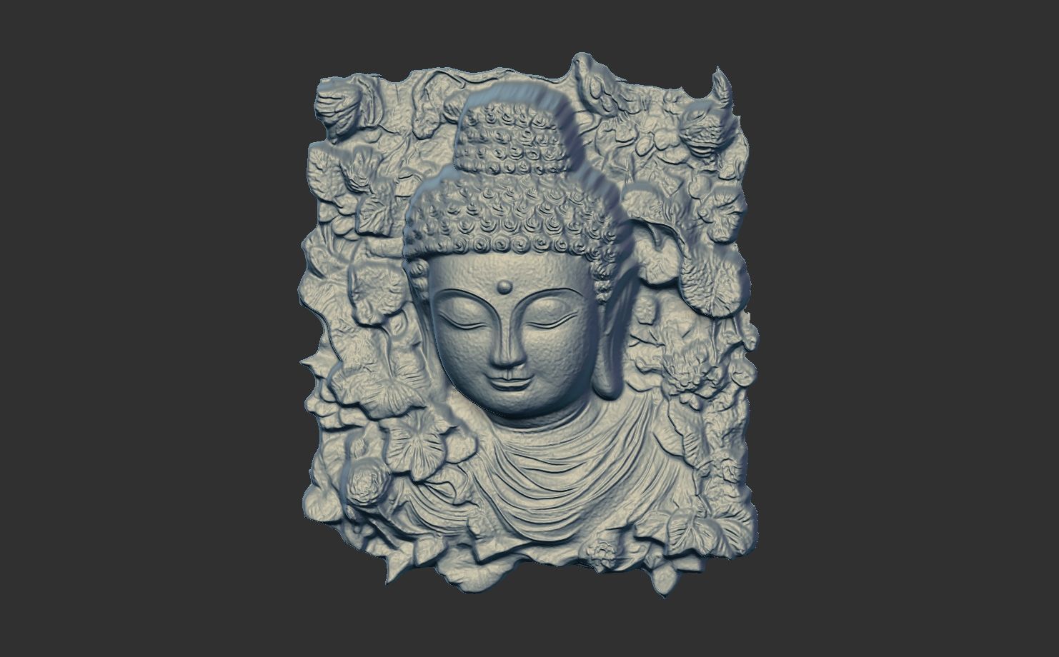 buddha wall decoration cnc baserelife 3D print model_7