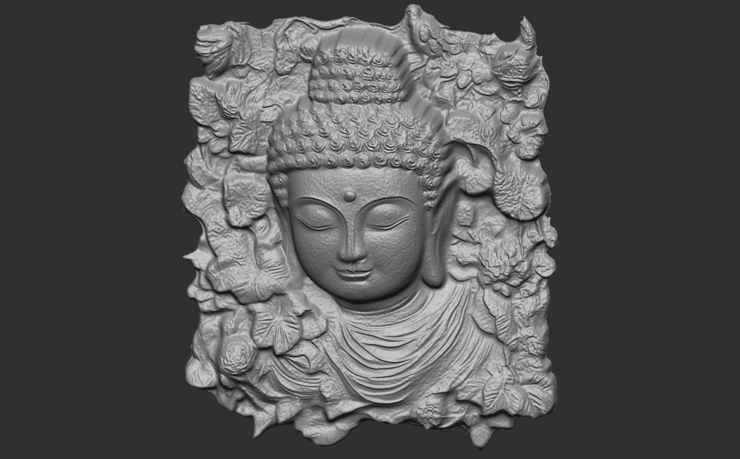 buddha wall decoration cnc baserelife 3D print model_6