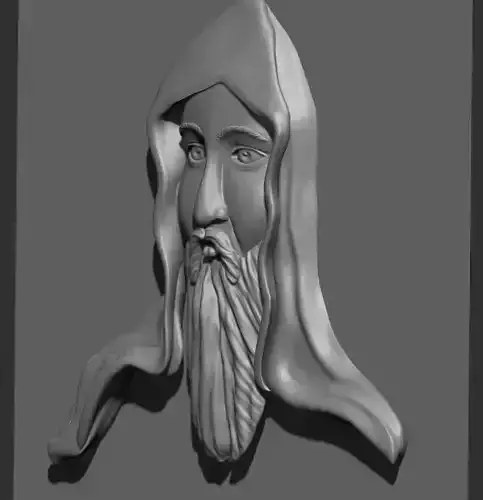 pendant - wood carved - icon St  Shenouda The Archimandrite