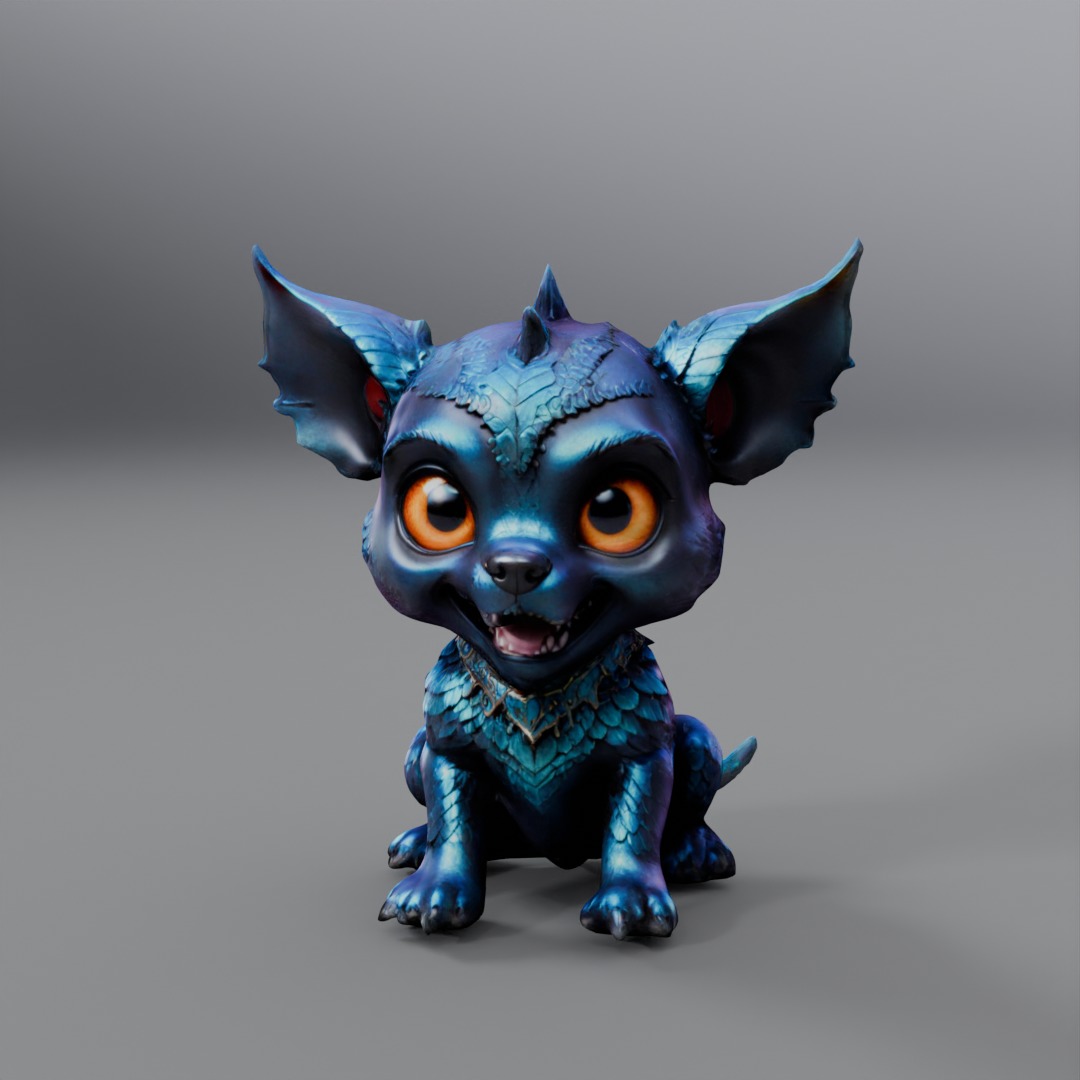 alien dog 3D model_2