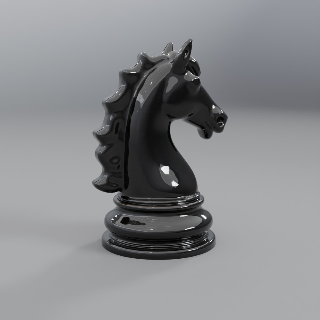 BLACK CHESS HORSE 3D model_1
