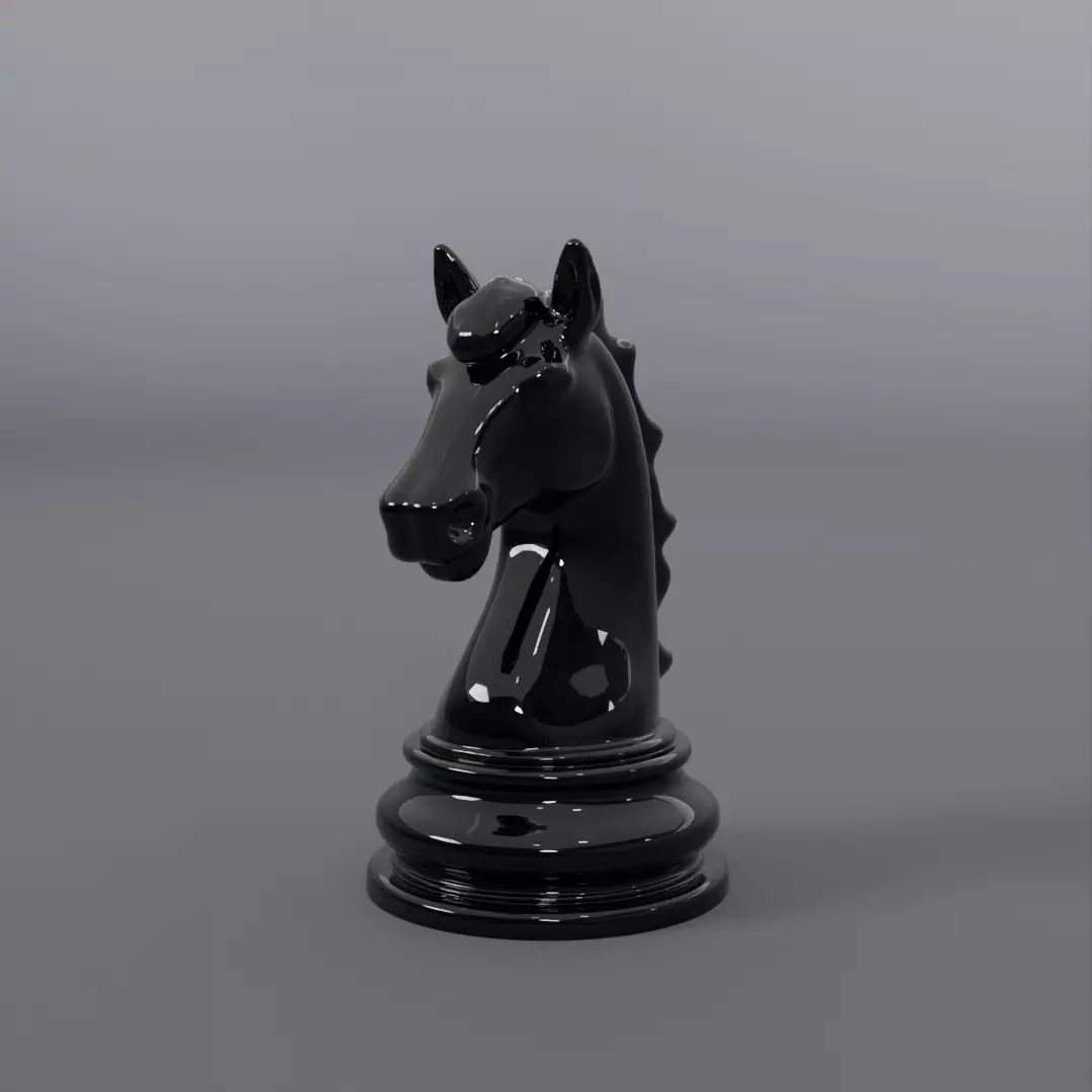 BLACK CHESS HORSE 3D model_0