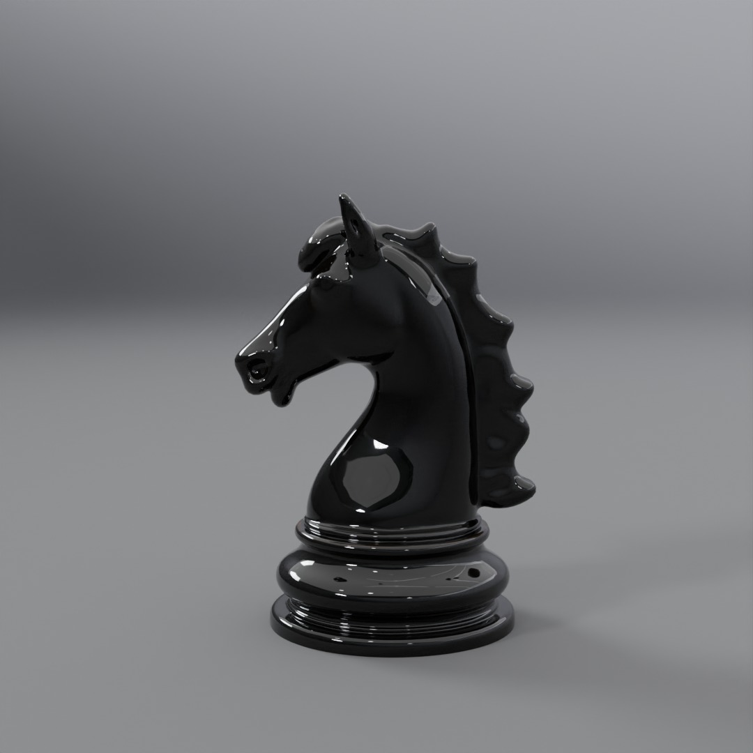 BLACK CHESS HORSE 3D model_2
